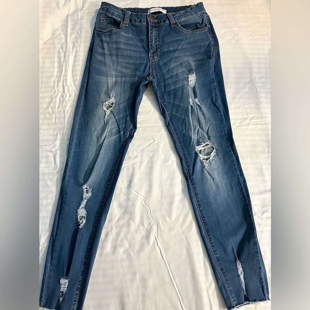 Dark Blue Ripped Jeans Hight Waisted